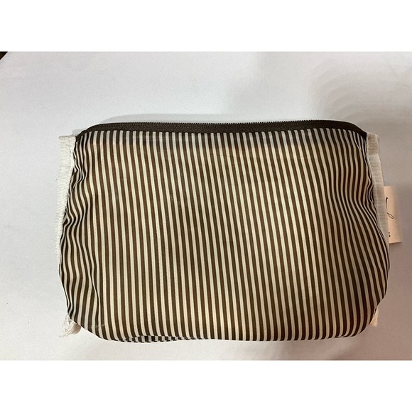 Thirty-One Utility Zipper Bag Fruit and Flower Pattern Brown Striped Interior - Picture 6 of 9